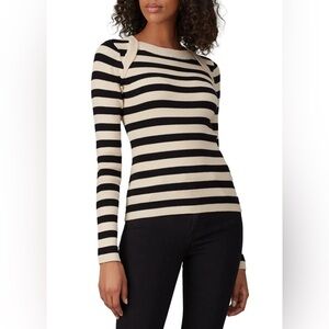 Current Elliott The It Girl Ribbed Striped Fitted Stretch Sweater Top Size 3 (L)